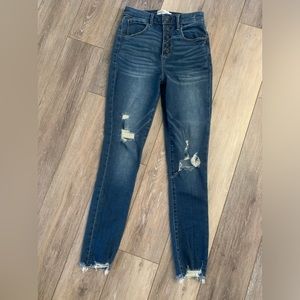 Abercrombie Super  Skinny Ankle High Rise Jeans Curve Love Size 2/26 Long